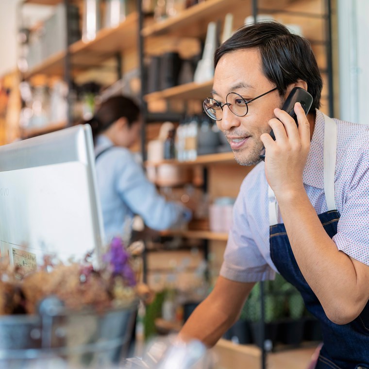 Providing services and solving problems for customers to impress and make customers satisfied. Product owner manager receive call from customer and explain the instruction how to use to customer. Online shopping meets the needs of the new generation. stock photo